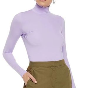 Majestic Filatures Lilac Stretch-Jersey Turtleneck Top